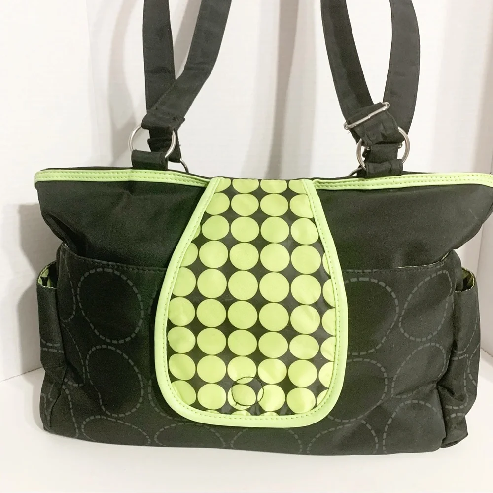 Carter's Tonal Dot Top Zip Tote Diaper Bag Top Handles Organizational Pockets
